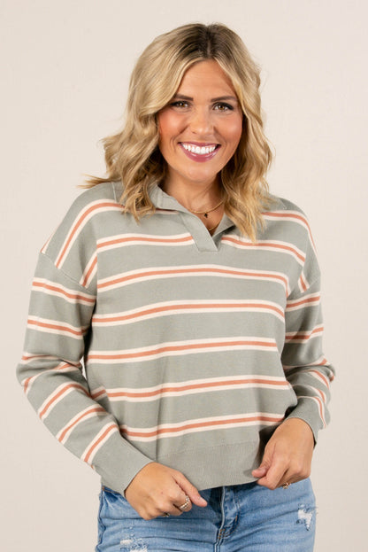 Corrine Striped Polo Sweater