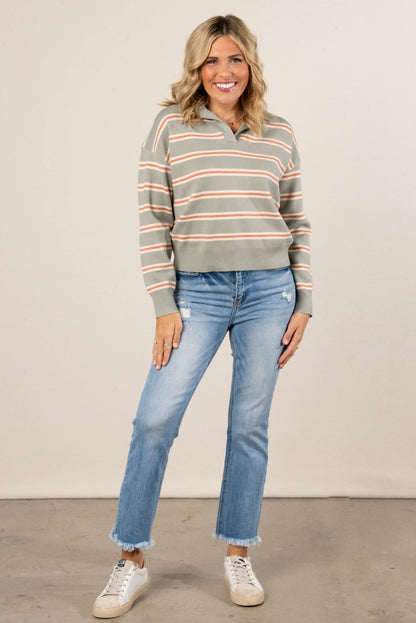 Corrine Striped Polo Sweater