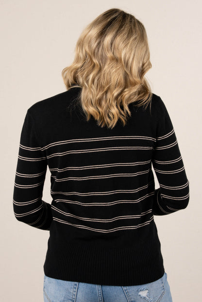 Sylvia Striped Mock Neck Sweater