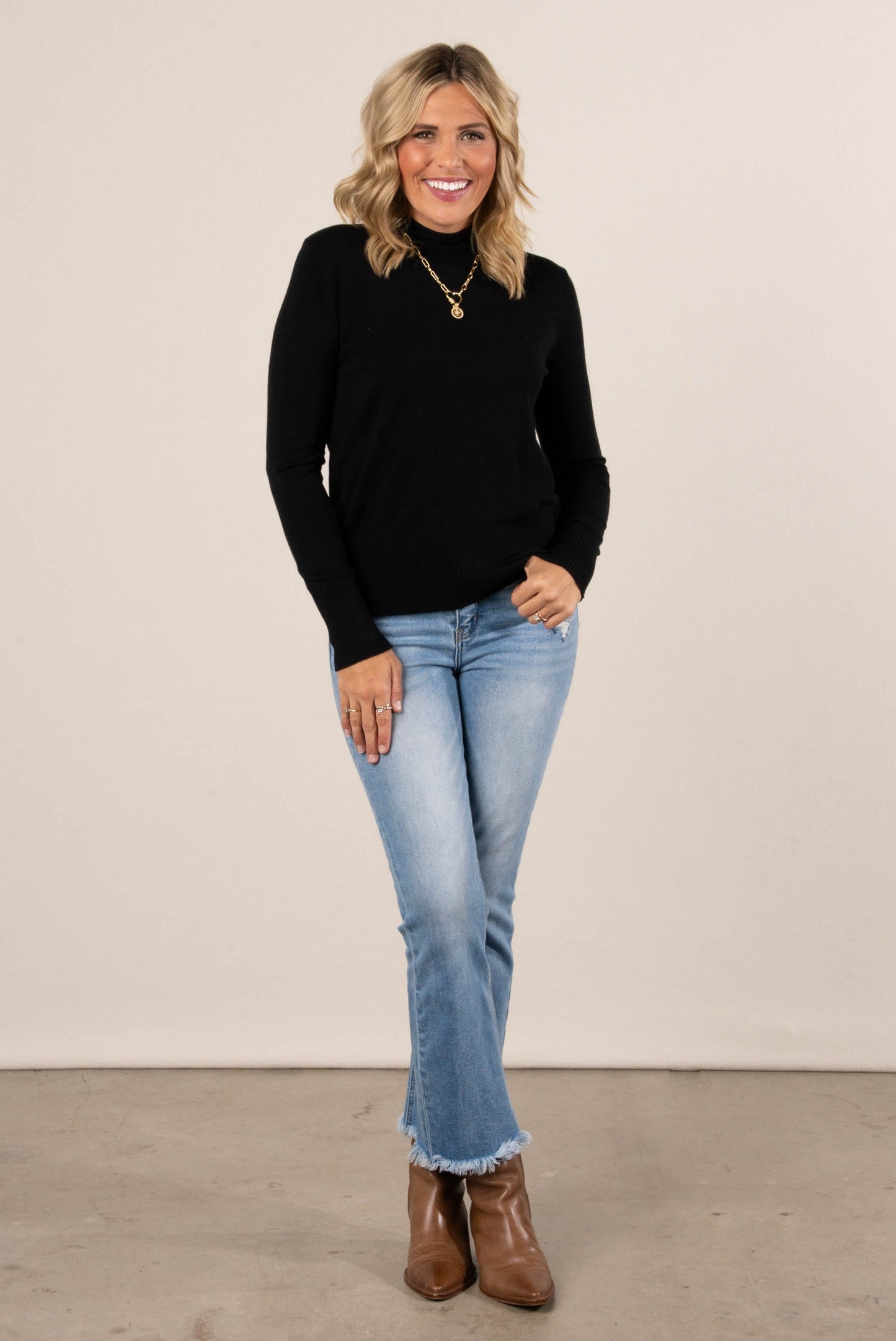Eliza Rolled Mock Neck Sweater