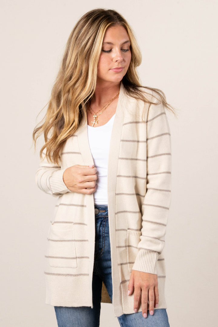 Sylvie Striped Open Front Cardigan