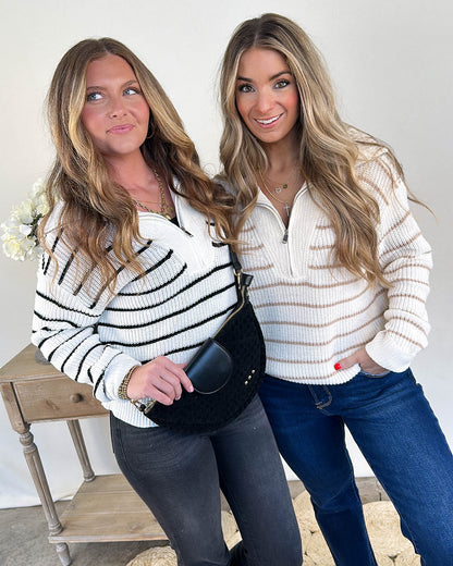 Rowan Striped Half Zip Collared Sweater