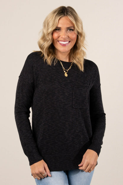 Evelyn Slub Knit Pocket Sweater