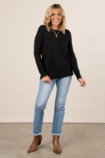 Evelyn Slub Knit Pocket Sweater