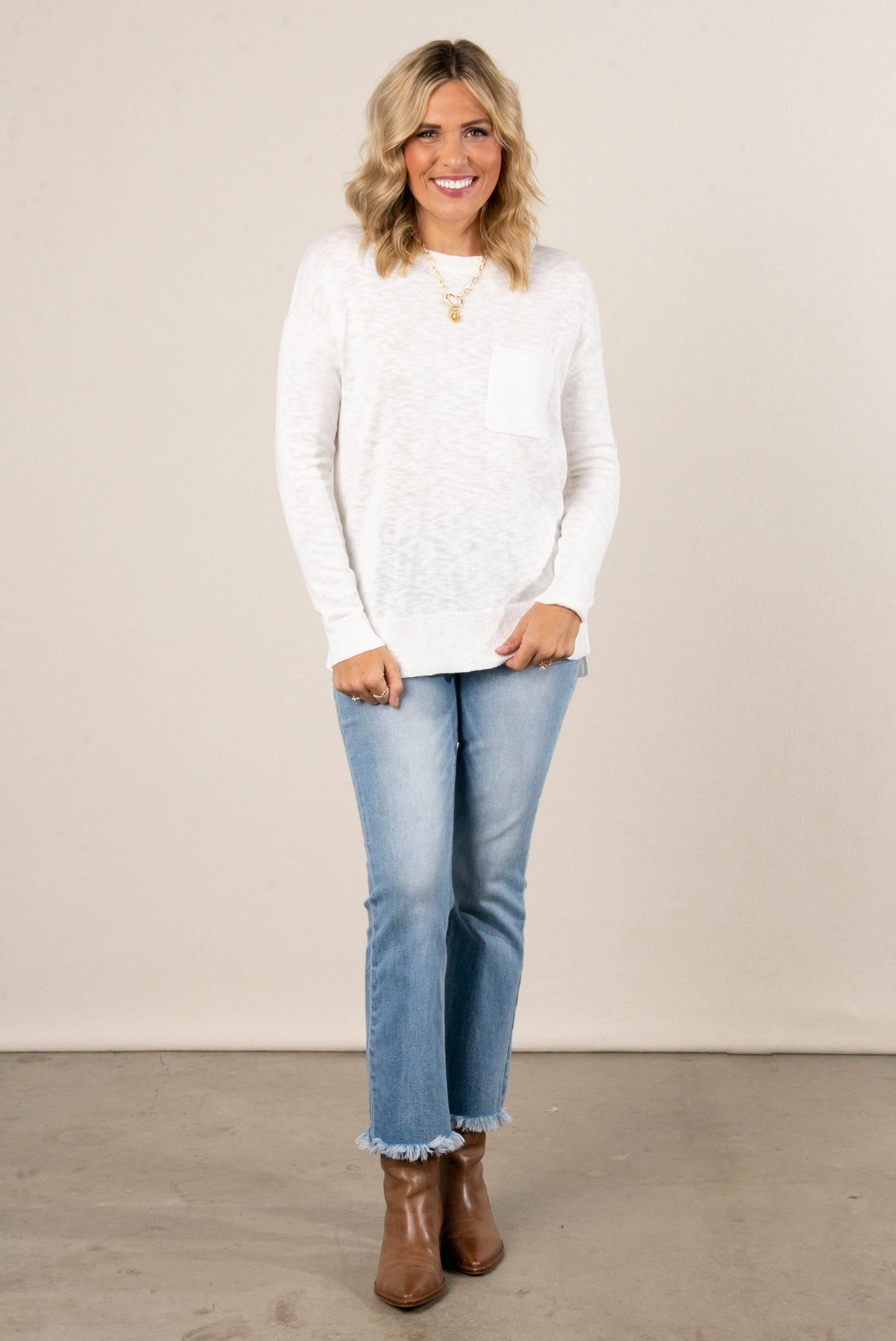Evelyn Slub Knit Pocket Sweater