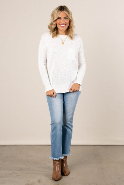 Evelyn Slub Knit Pocket Sweater