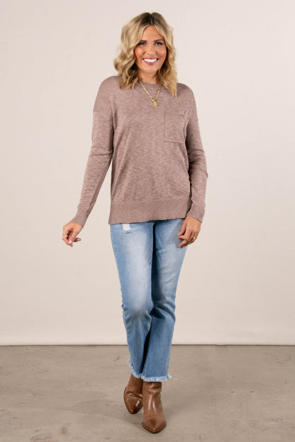 Evelyn Slub Knit Pocket Sweater