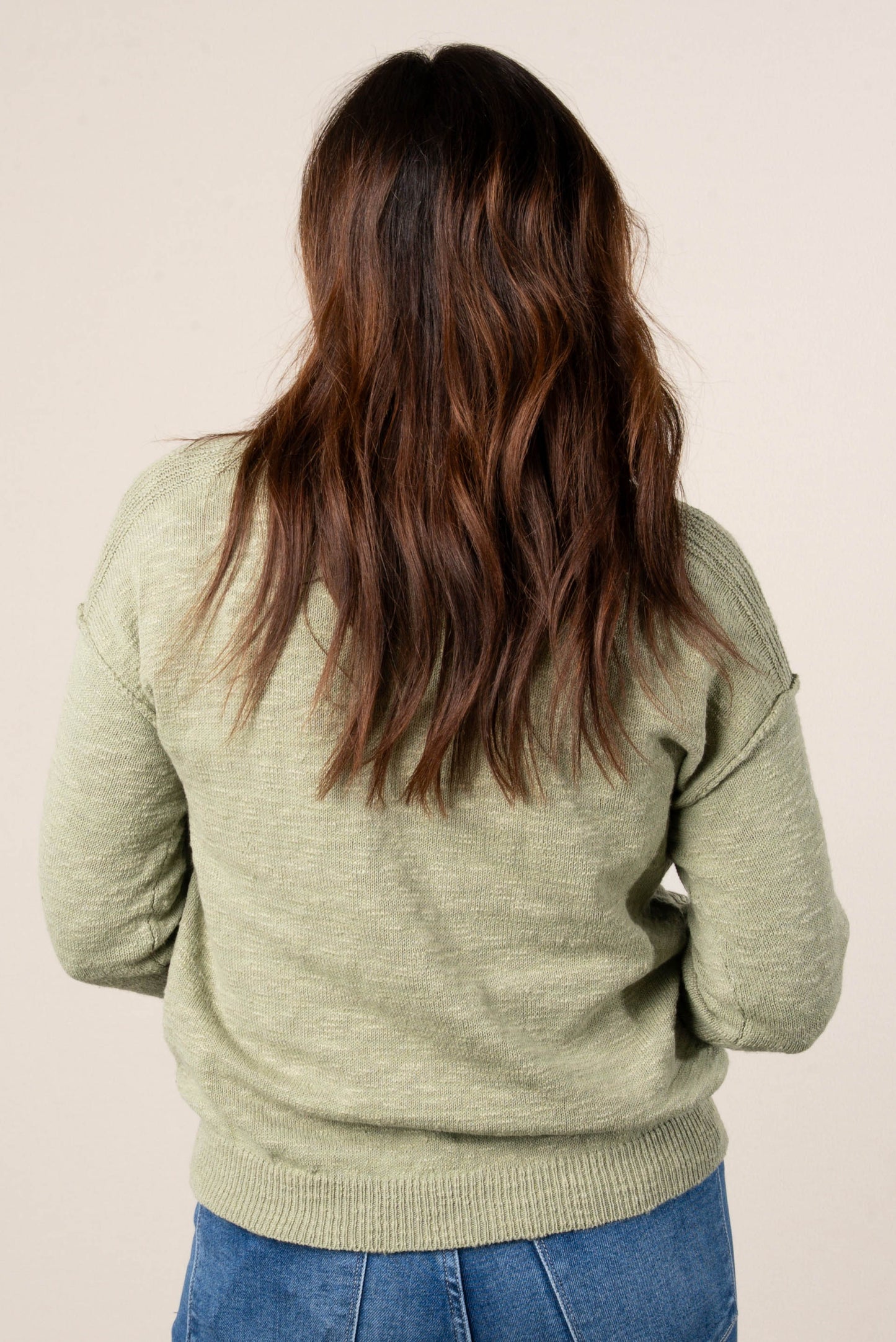 Hayley Slub Knit Split Neck Sweater