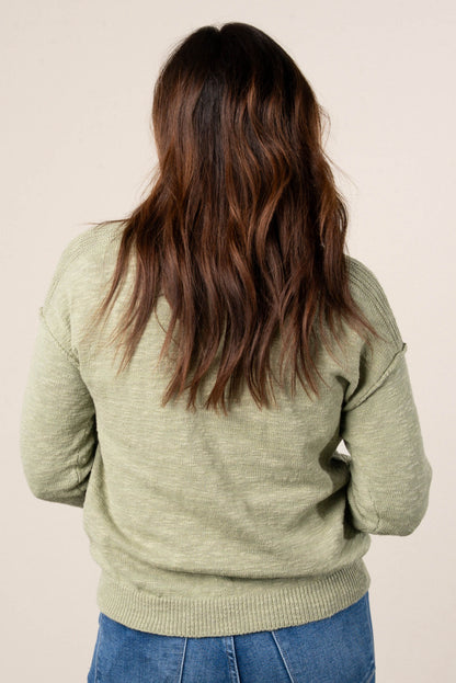 Hayley Slub Knit Split Neck Sweater