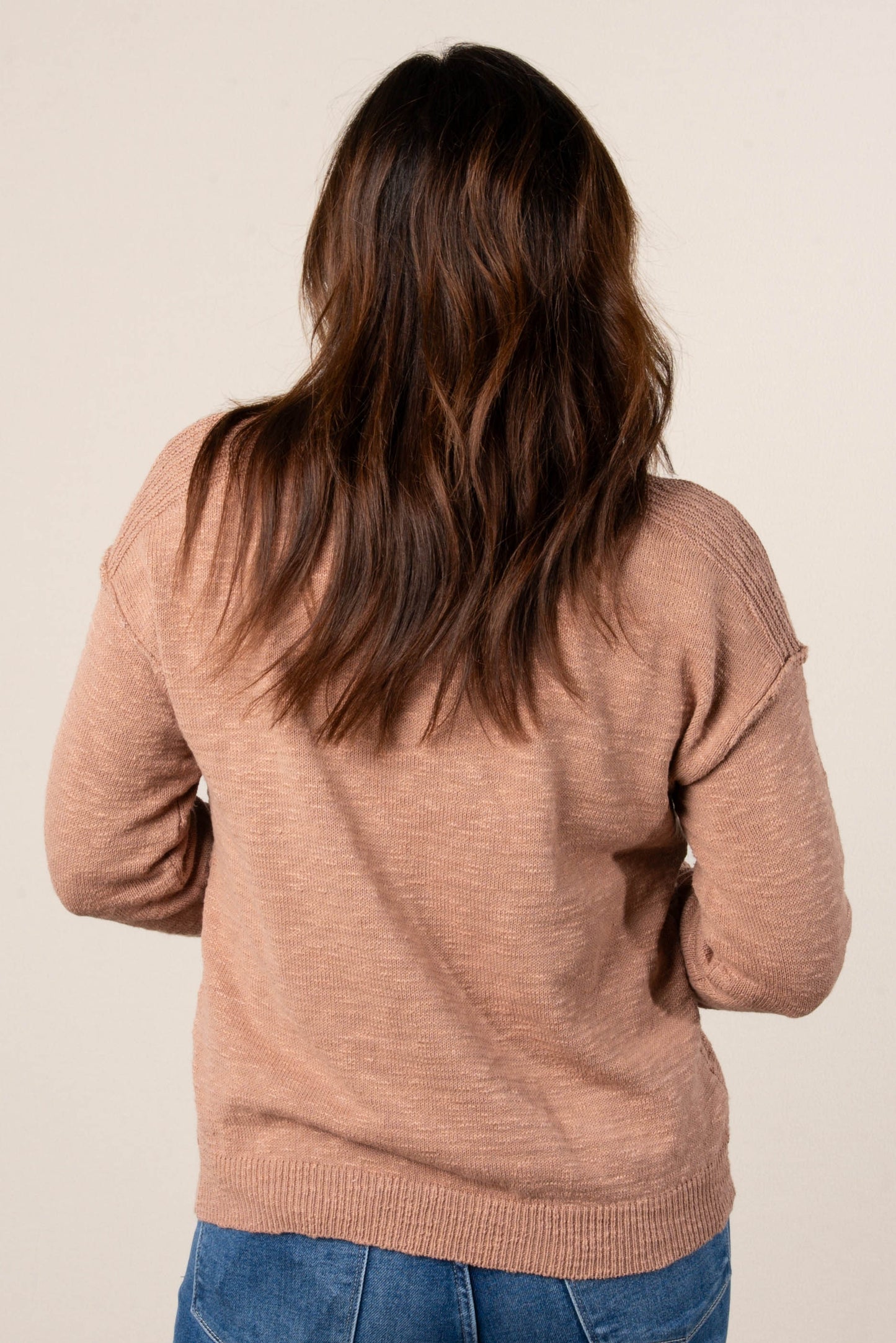 Hayley Slub Knit Split Neck Sweater