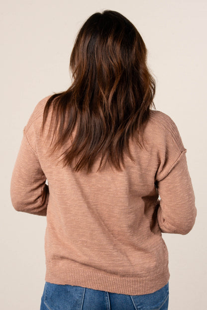 Hayley Slub Knit Split Neck Sweater
