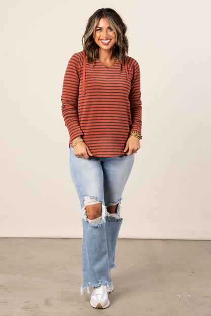 Caroline Striped Hooded Top