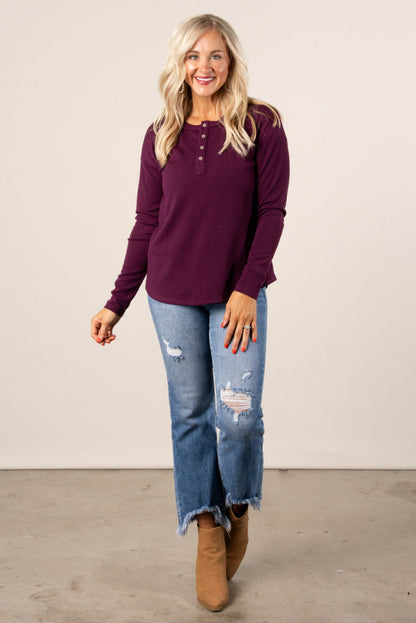 Cora Ribbed Henley Top