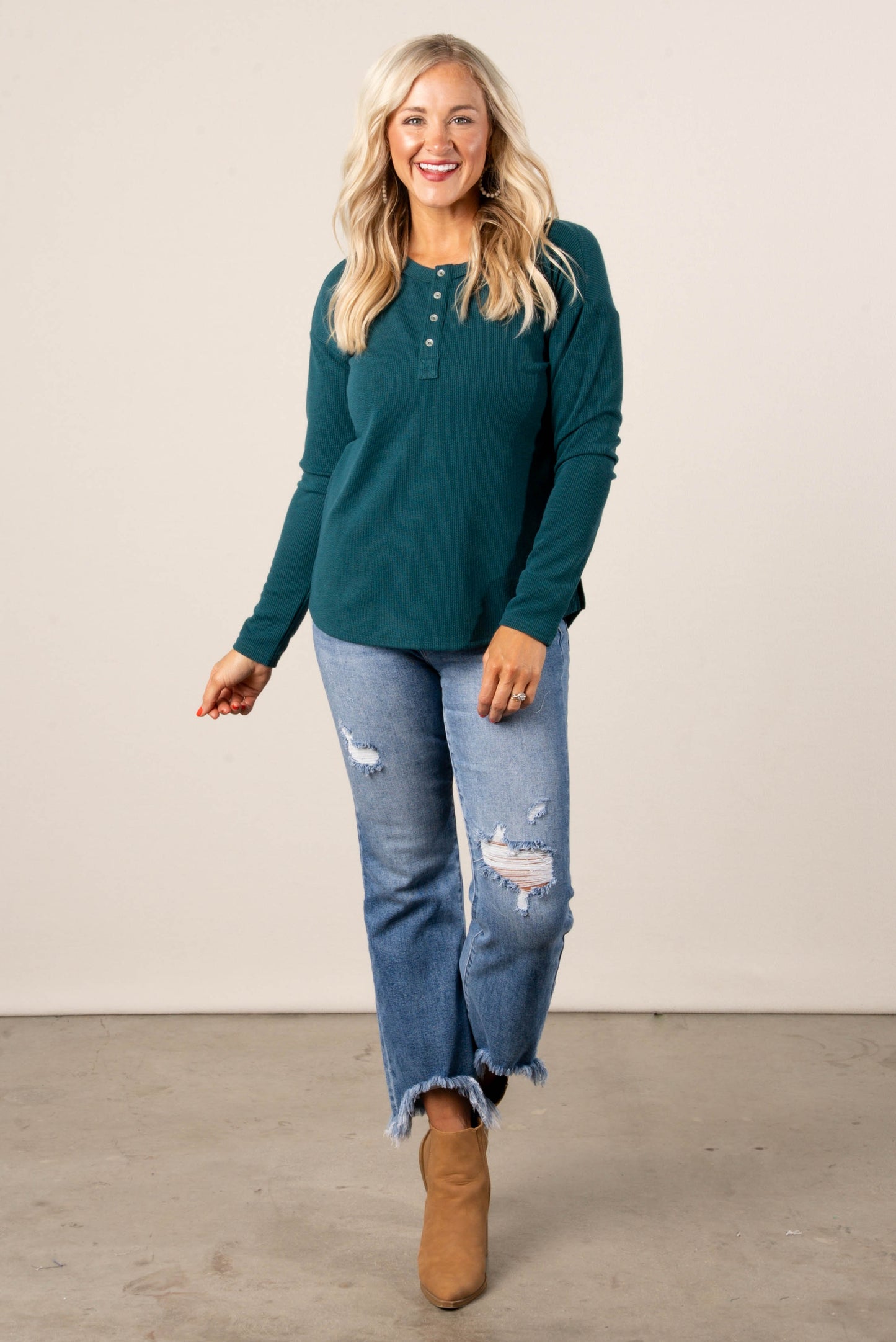 Cora Ribbed Henley Top