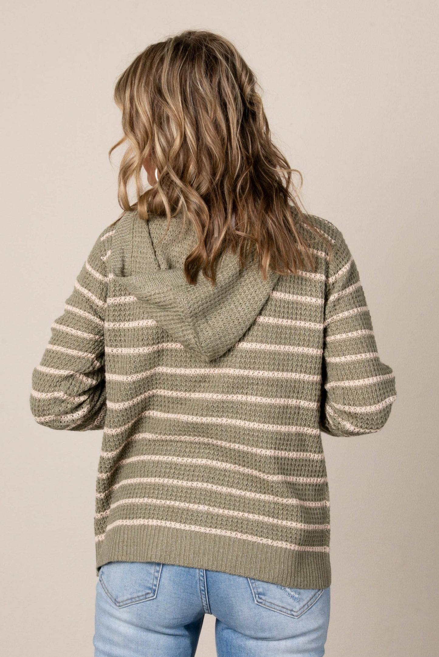 Halle Striped Hooded Henley Sweater