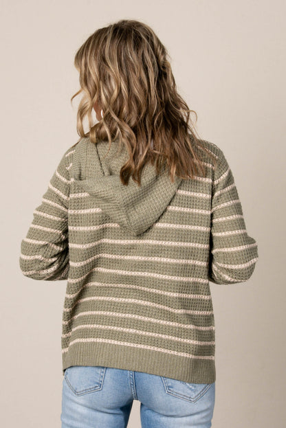 Halle Striped Hooded Henley Sweater