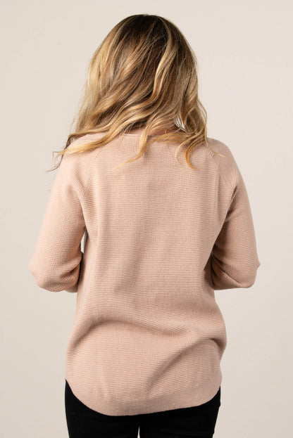 Ember Waffle Knit Raglan Sweater