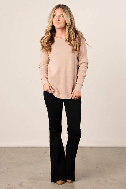 Ember Waffle Knit Raglan Sweater