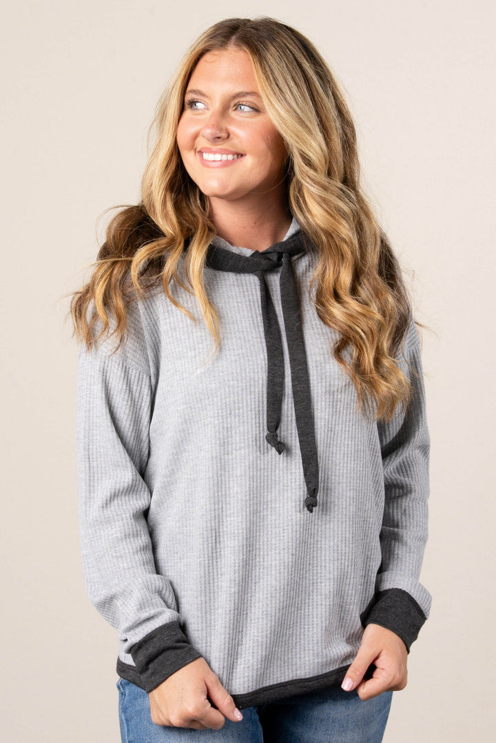 Aubree Contrast Trim Hooded Top