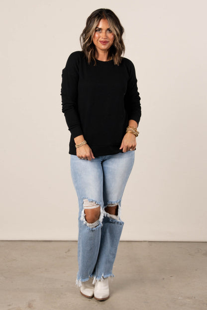 Monica Fine Ribbed Drop Shoulder Top