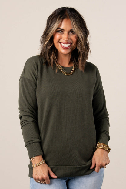 Monica Fine Ribbed Drop Shoulder Top