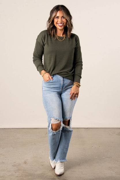 Monica Fine Ribbed Drop Shoulder Top