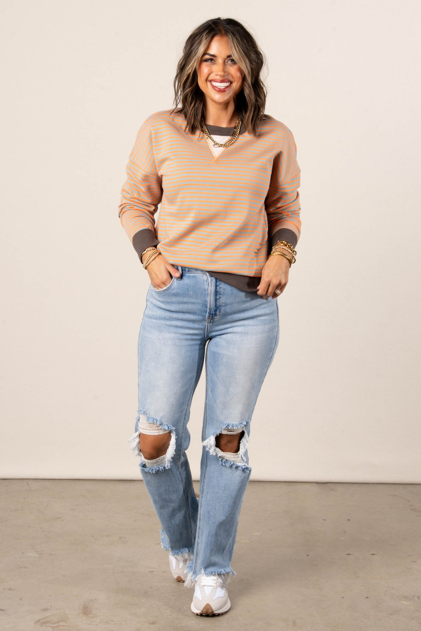 Peyton Striped Top Stitch Top