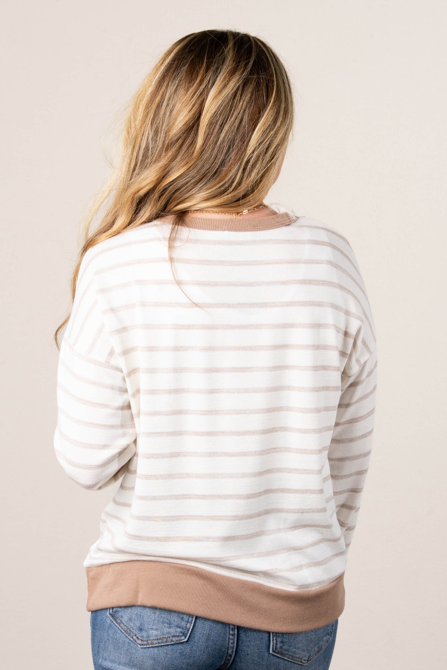 Preslee Striped Solid Trim Top