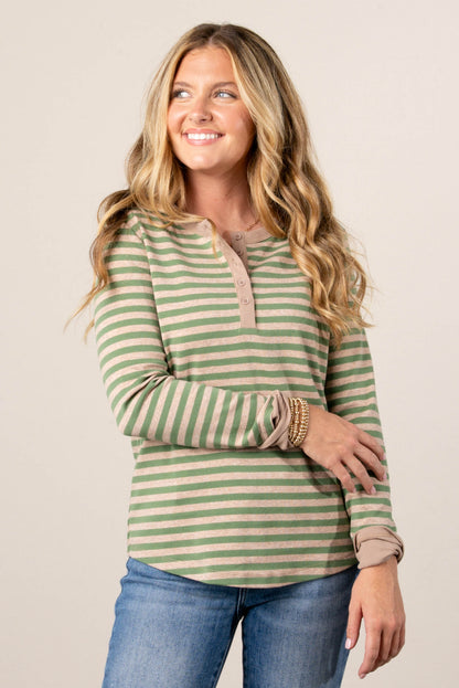 Isabelle Striped Henley Top