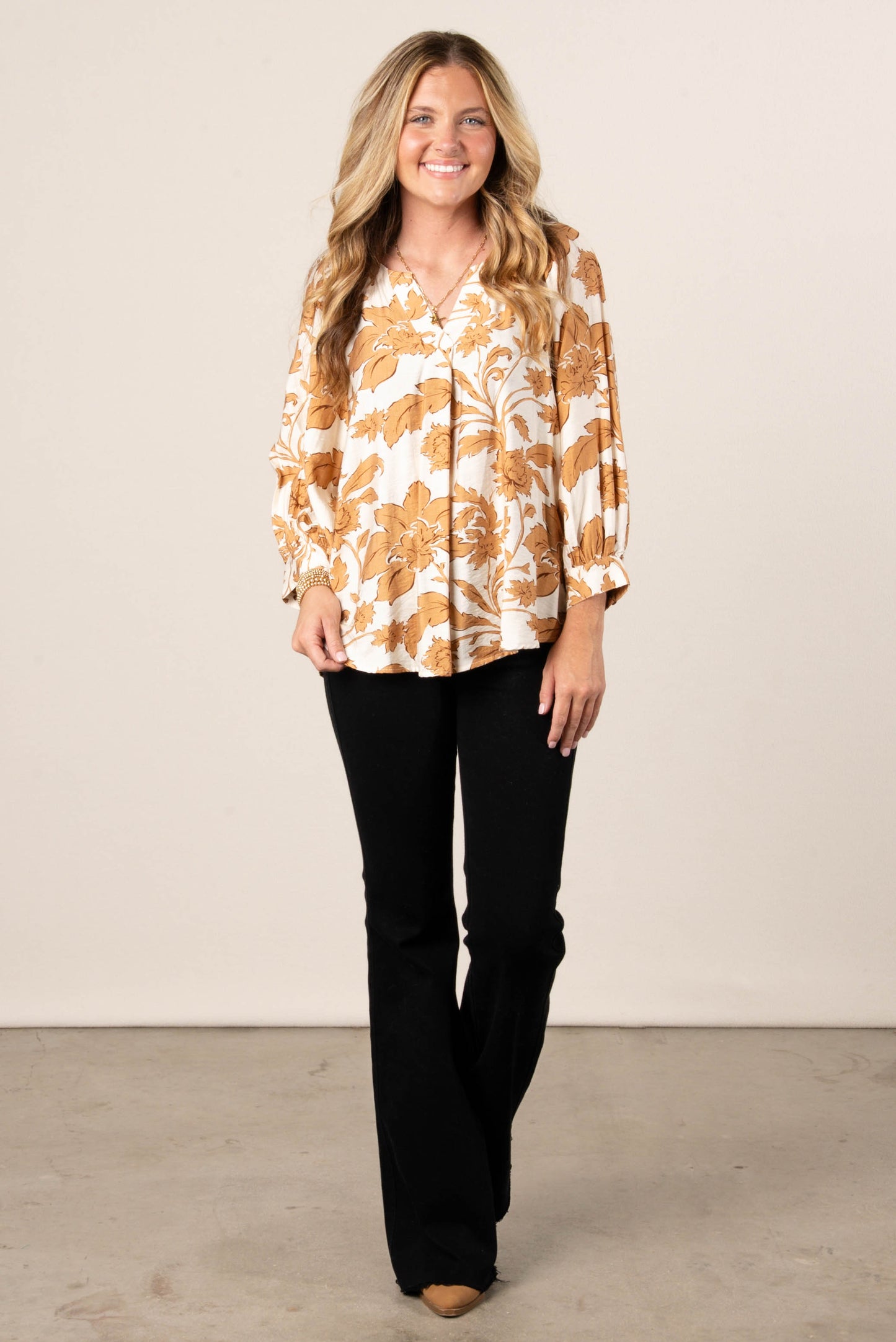 Katherine Floral Split Neck Blouse