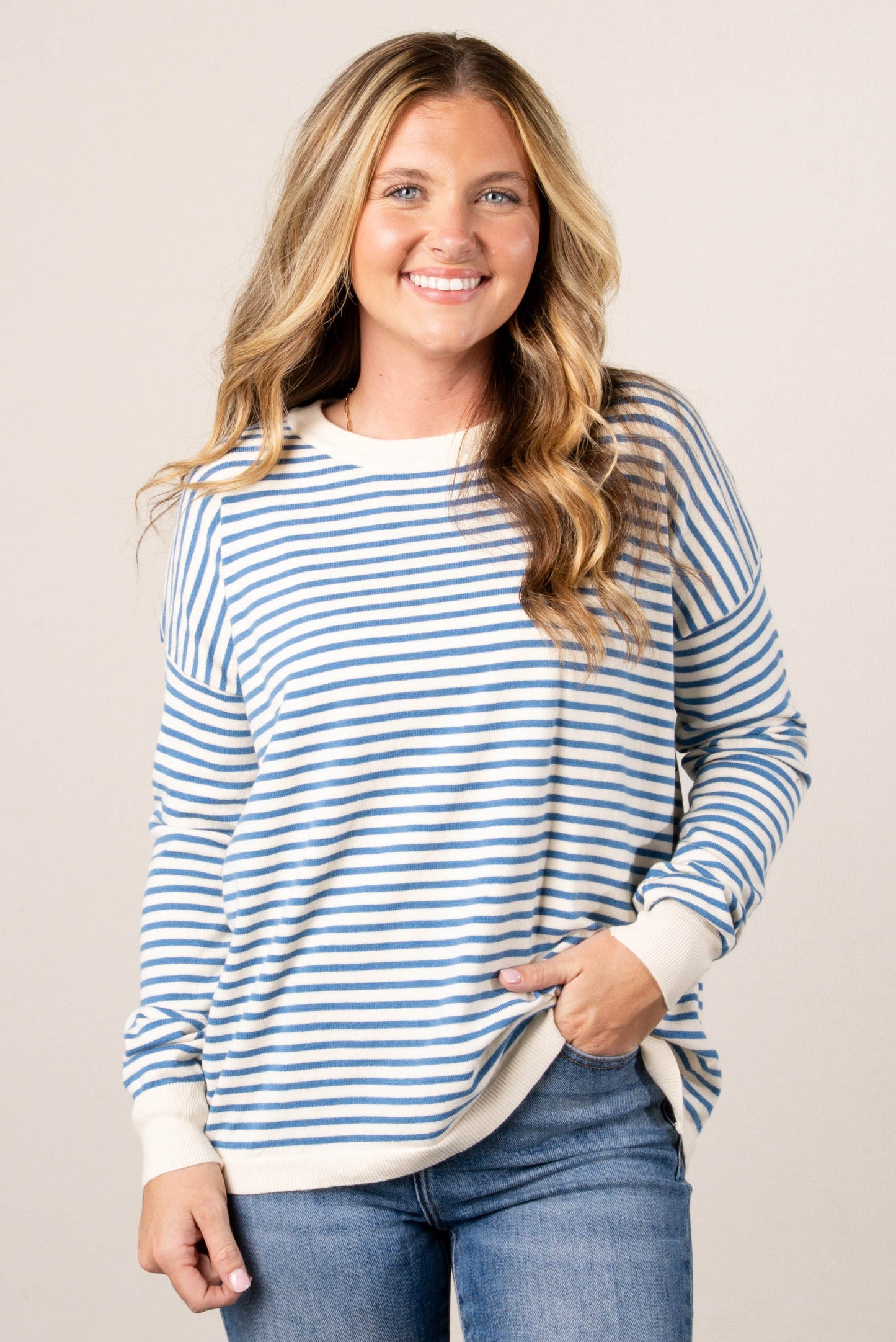 Collins Striped Drop Shoulder Sweater