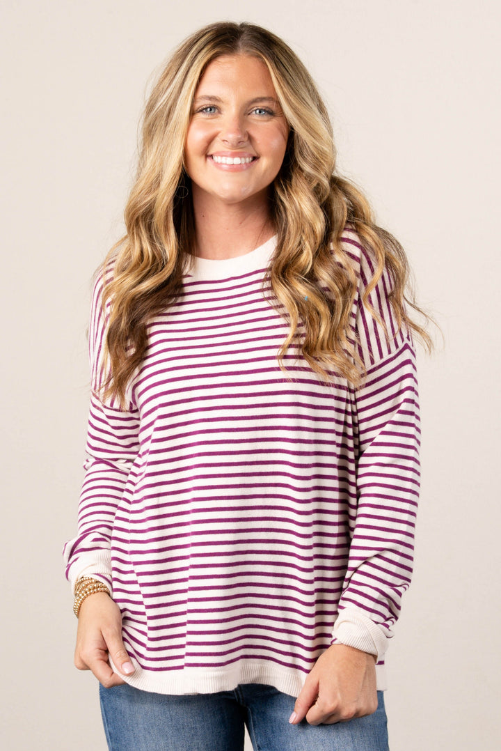 Collins Striped Drop Shoulder Sweater