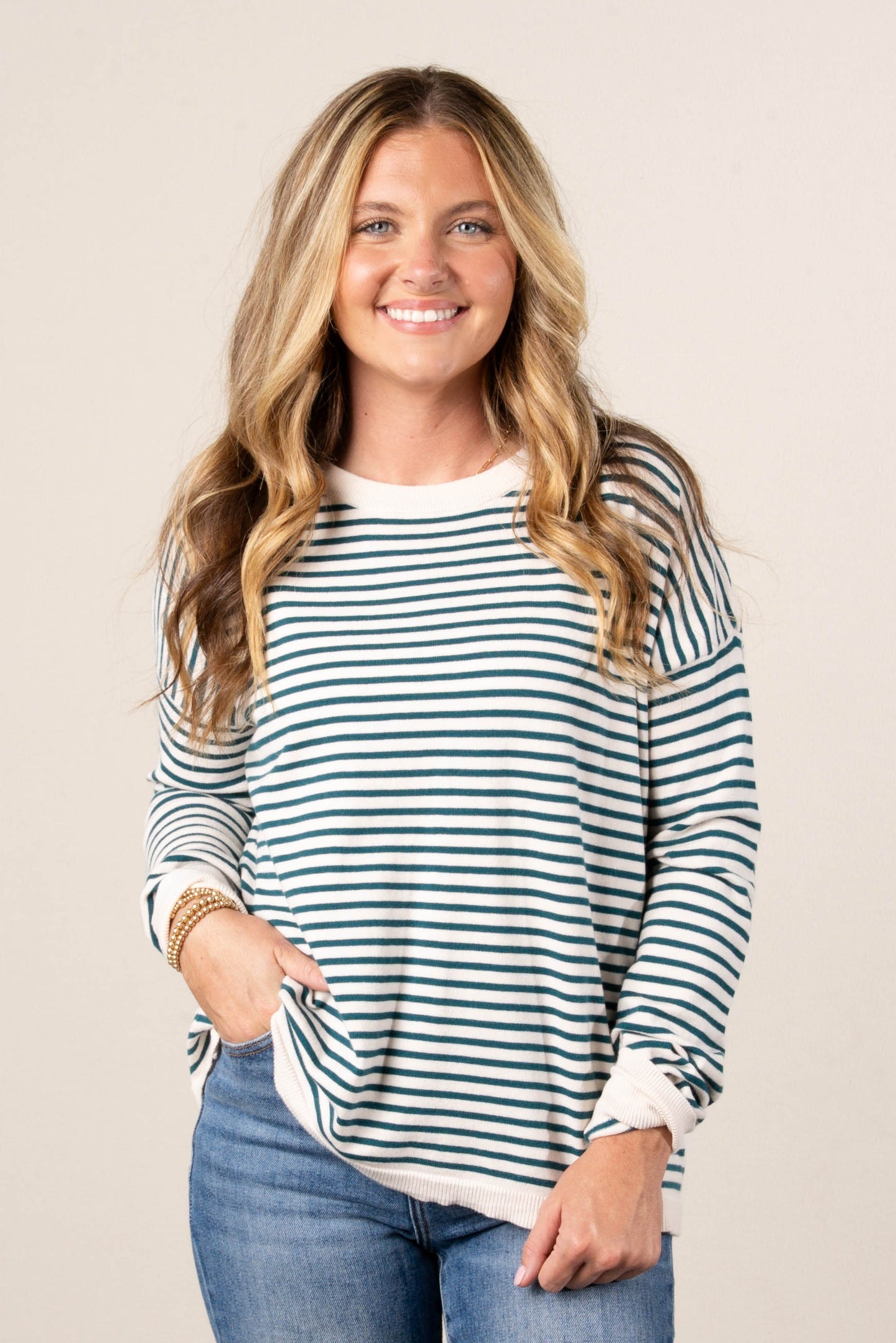 Collins Striped Drop Shoulder Sweater