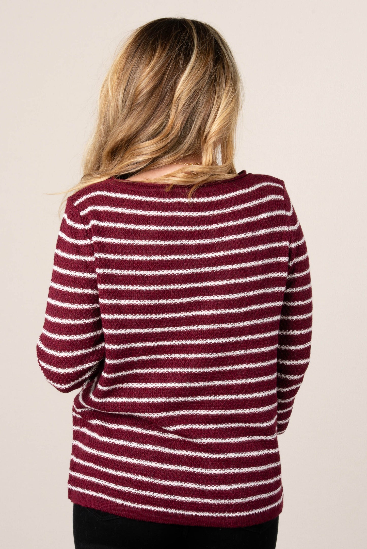 Kaitlyn Striped Waffle Knit Sweater