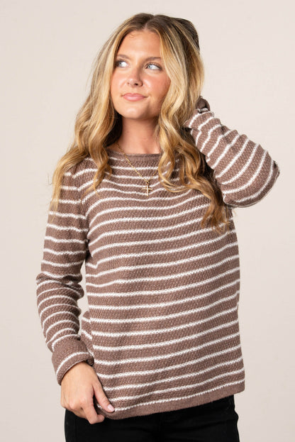 Kaitlyn Striped Waffle Knit Sweater