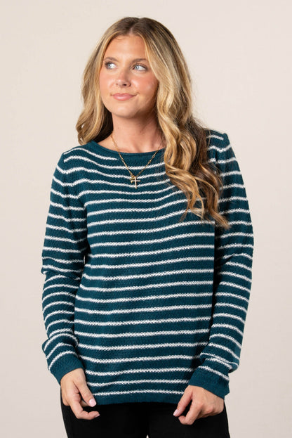 Kaitlyn Striped Waffle Knit Sweater