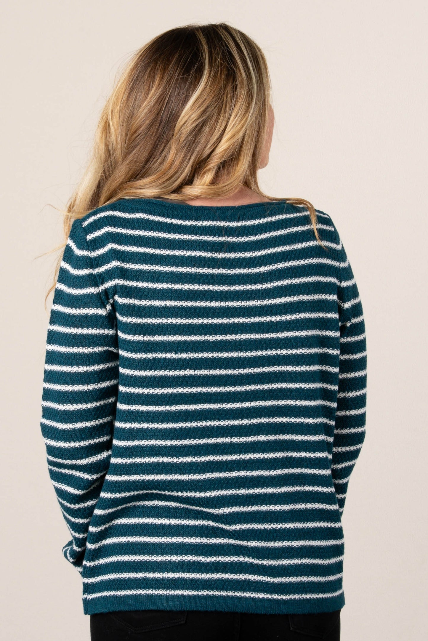 Kaitlyn Striped Waffle Knit Sweater