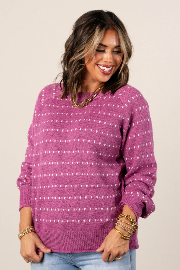 Lexi Dotted Stripe Raglan Sweater