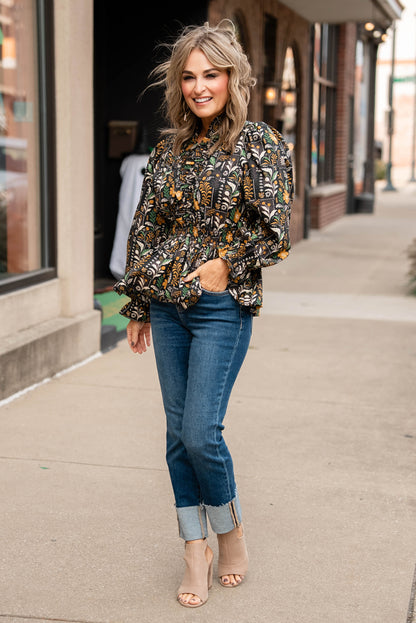 Pauline Floral Ruffled Peplum Top