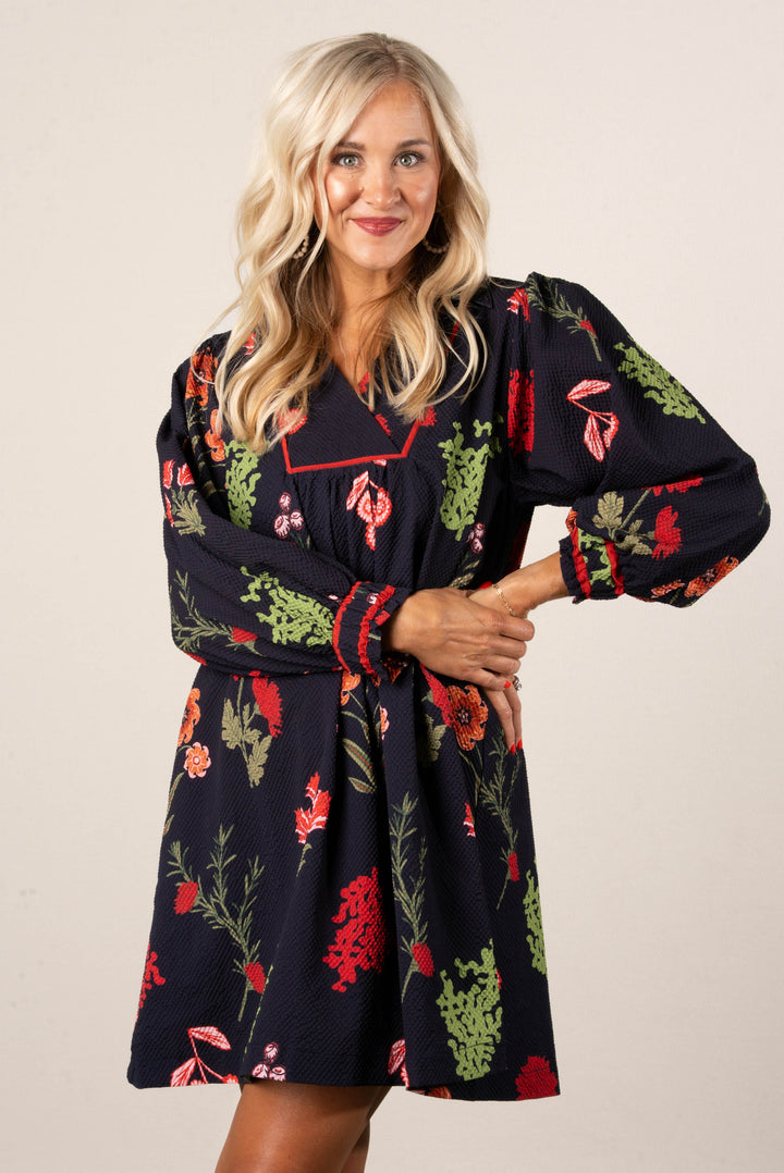 Violet Textured Floral Collared Dress