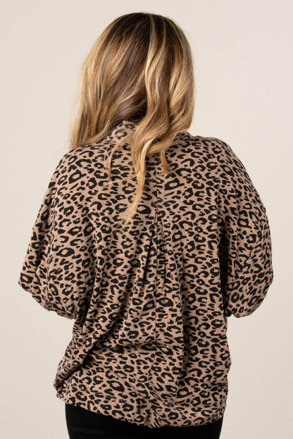 Brooke Leopard High Neck Blouse