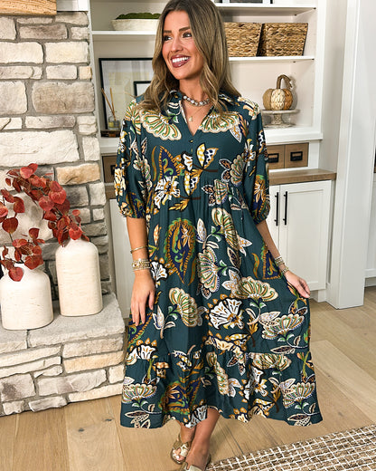 Lena Floral Tiered Midi Dress