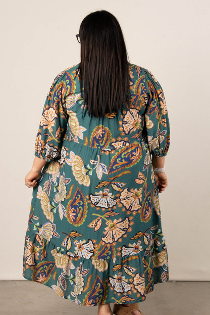 Lena Floral Tiered Midi Dress