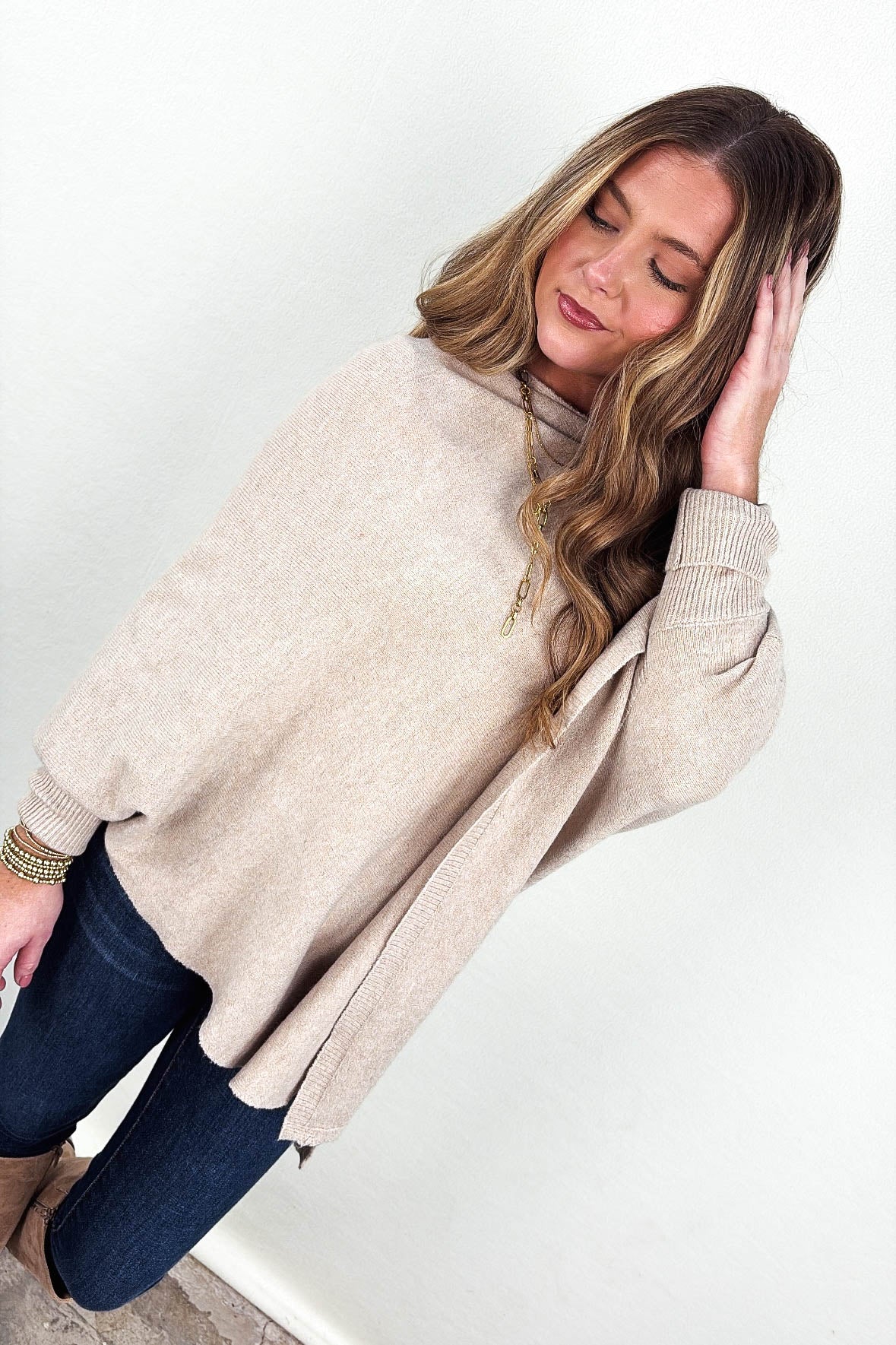 Alessia Asymmetrical Poncho Sweater