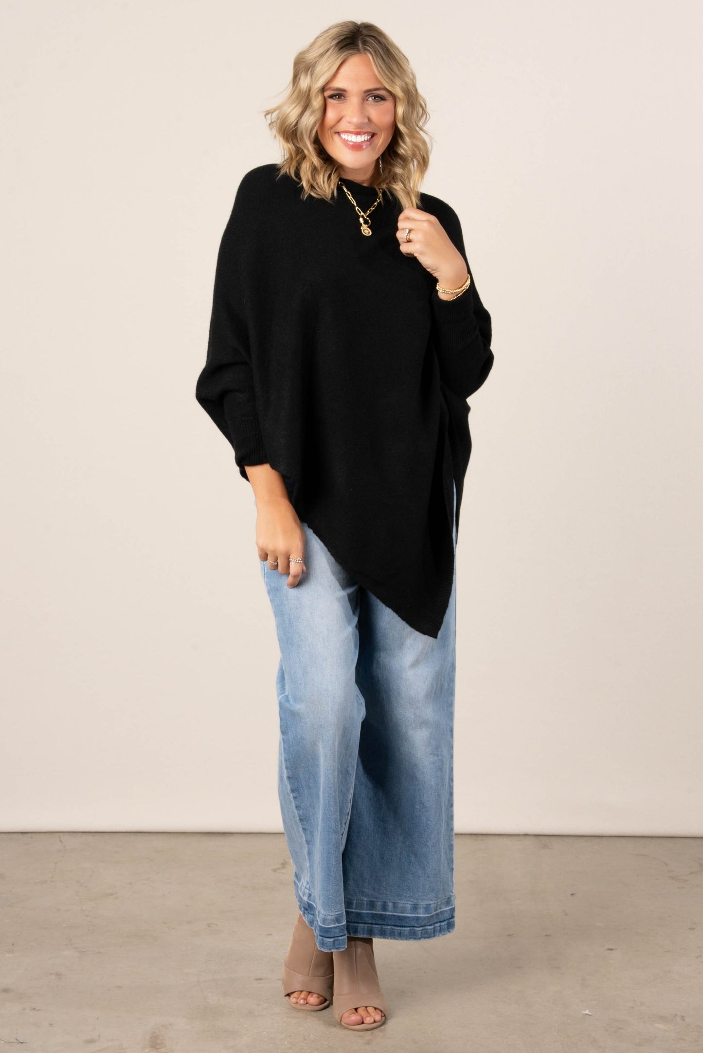 Alessia Asymmetrical Poncho Sweater