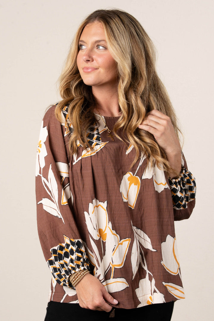 Susanna Mixed Print Babydoll Blouse