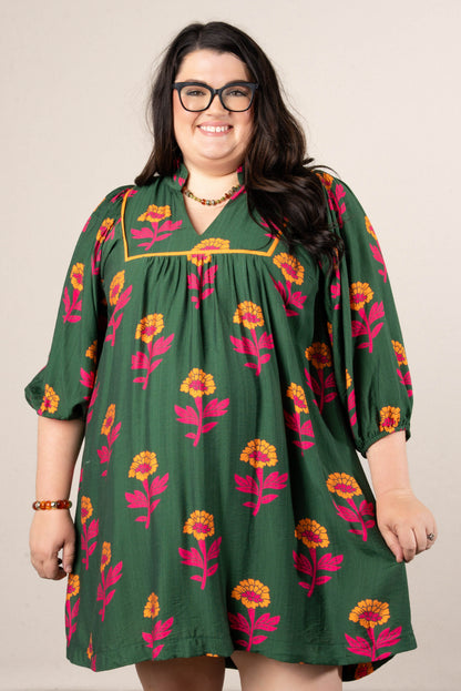 Marley Floral Frill Neck Dress