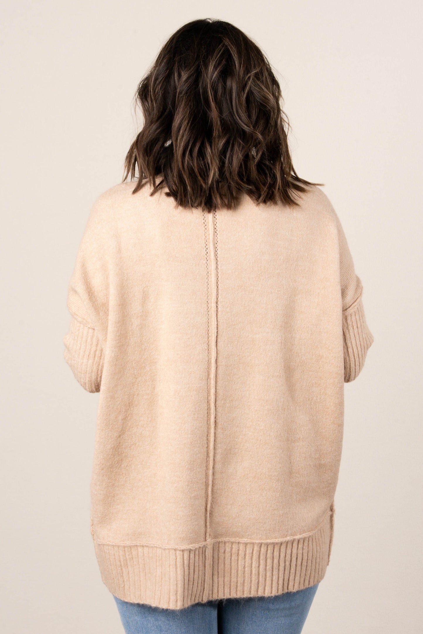 Kate Mixed Knit Mock Neck Sweater
