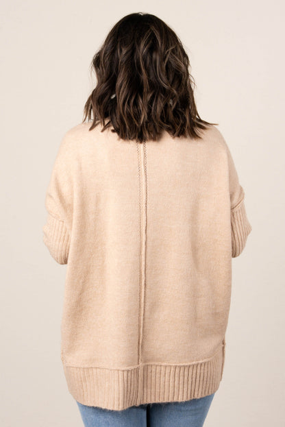 Kate Mixed Knit Mock Neck Sweater