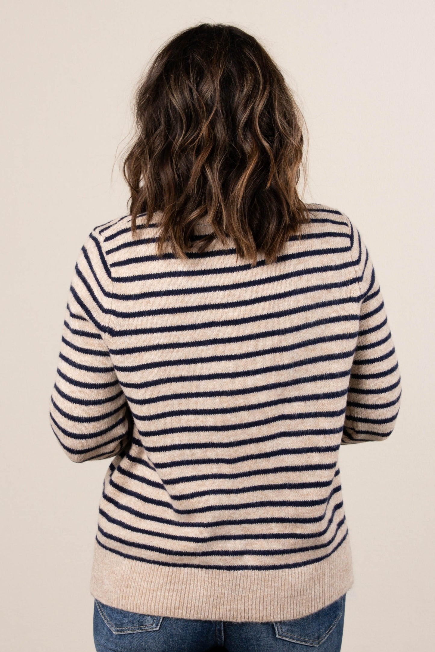 Nora Striped Gold Button Sweater Cardigan